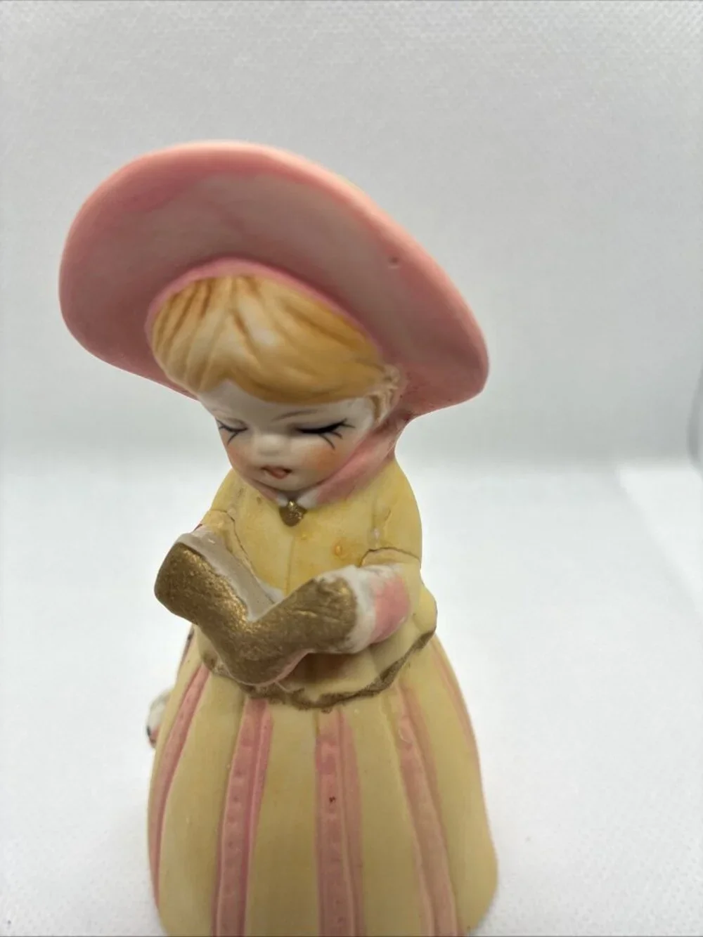 Vintage Merri Bells Jasco 1978 Girl Caroler Bisque Porcelain Bell Figurine